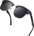 GQUEEN halbrand Sonnenbrille retro Hornoptik polarisiert fuer Herren Damen