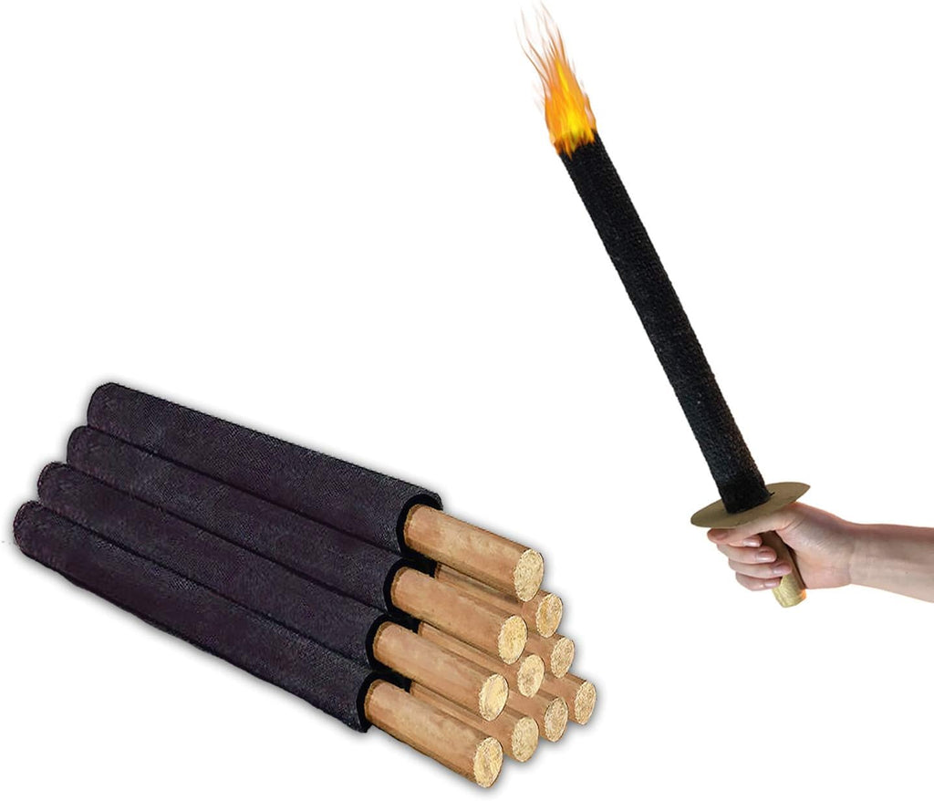 11er Set Wachsfackeln 45 min Brenndauer pro Stueck mit langem Griff fuer Nachtwand