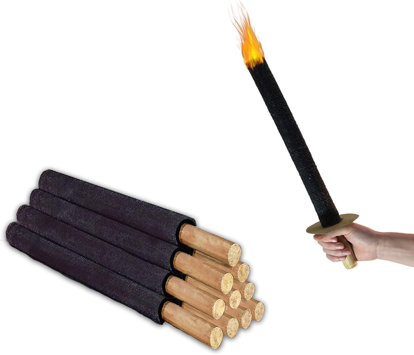 11er Set Wachsfackeln 45 min Brenndauer pro Stueck mit langem Griff fuer Nachtwand