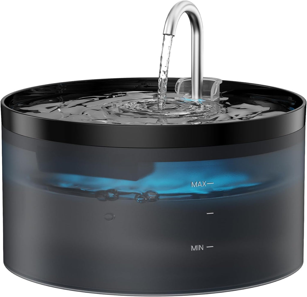 BEMOONY Katzenbrunnen mit LED, 6 Filter + 3 Schaumstofffilter, leise Pumpe