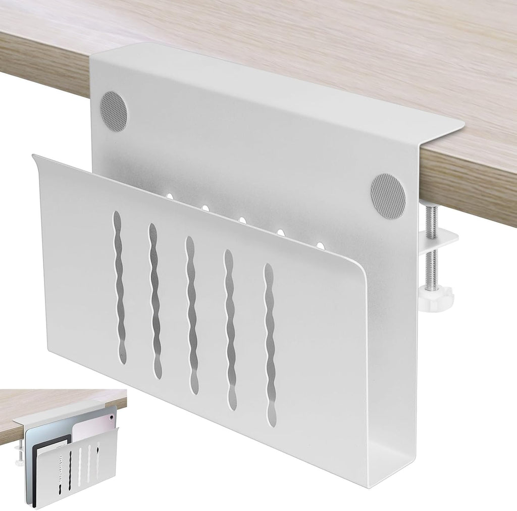 Laptophalter zum Einhaengen unter Tisch Stahl schwarz Schreibtisch Organizer