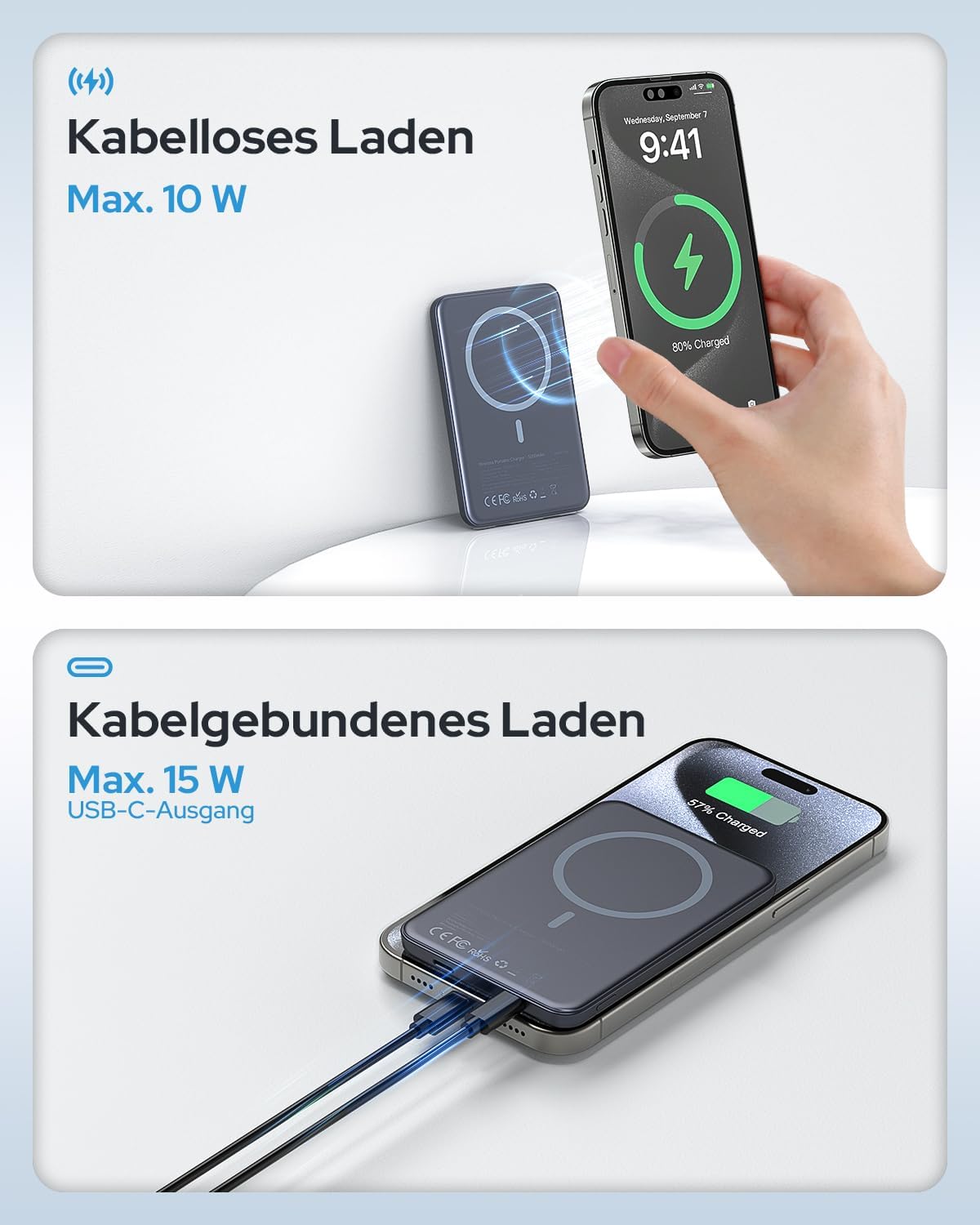 TRKOY Slim Magnetische Magsafe Powerbank 5000mAh USB-C Schnellladung iPhone 17-1