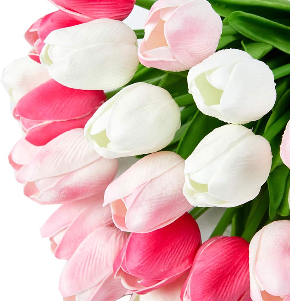 Kuenstliche Tulpen Real Touch 24 Stueck bunt Kunstblumen Strauss