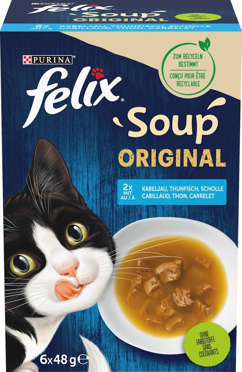 Felix Katzennassfutter Soup verschiedene Sorten mit Kabeljau Thunfisch Scholle 8