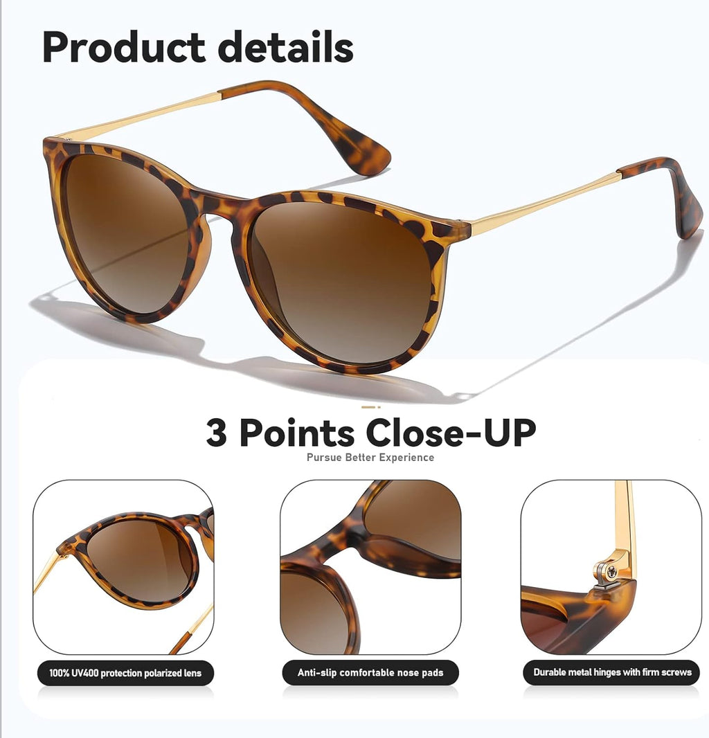 Polarisierte Retro Sonnenbrille UV400 rund Unisex Damen Herren