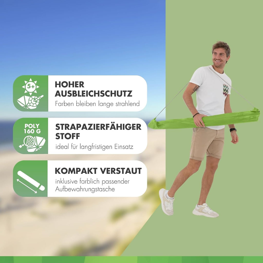 Doppler Strandschirm 200 cm hoehenverstellbar knickbar mit UV-Schutz