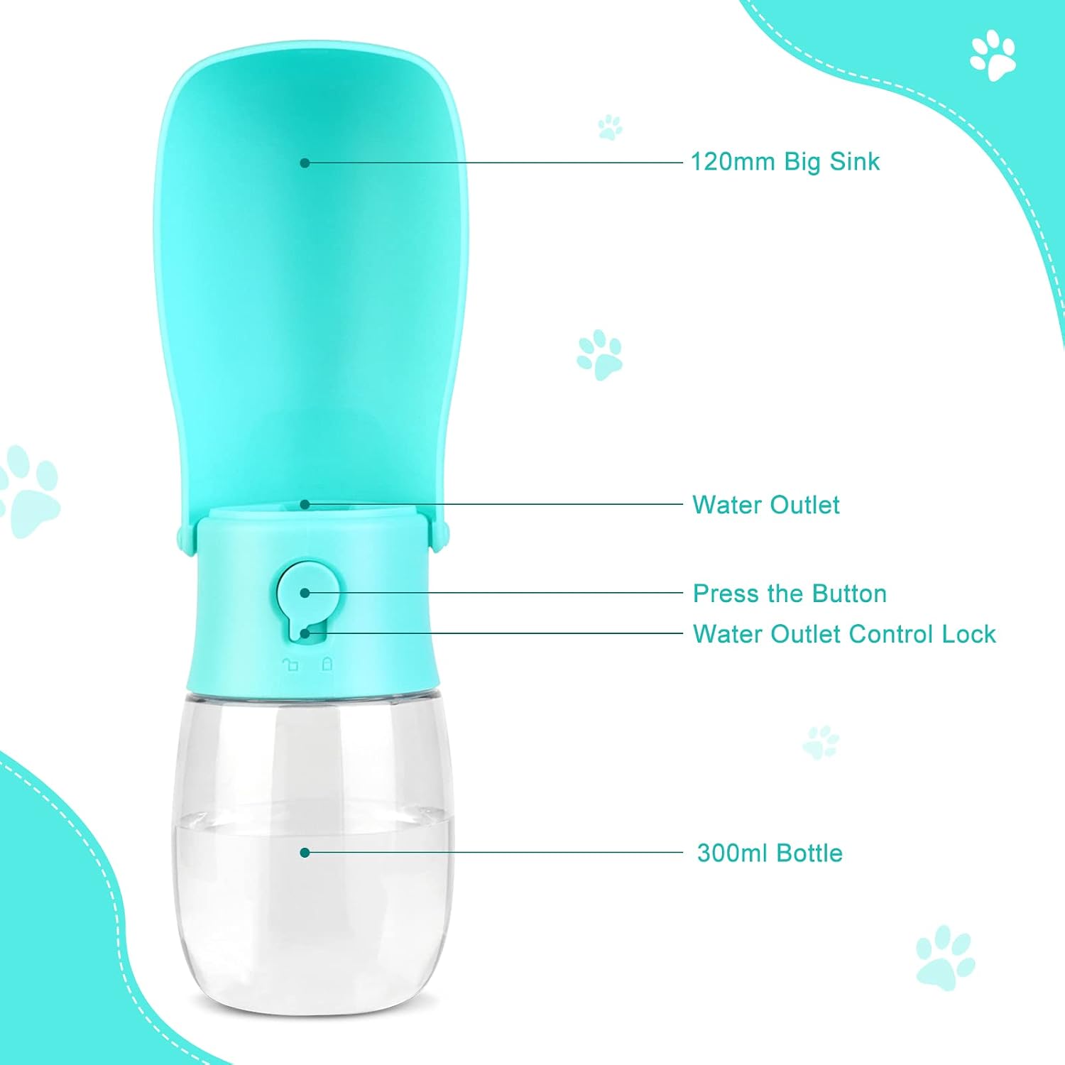 JOPHEK Trinkflasche fuer Hunde und Katzen auslaufsicher mit Filter