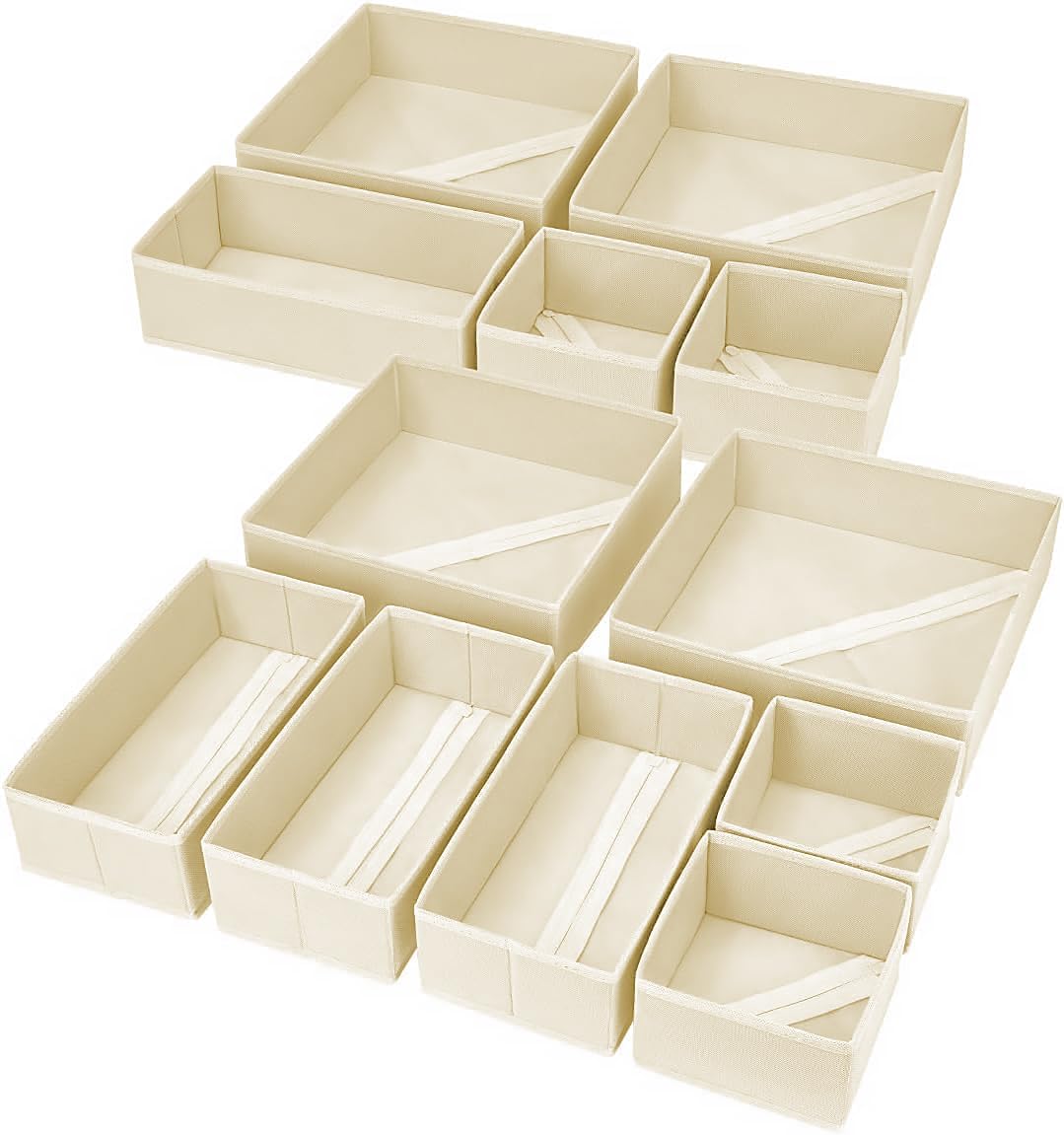 Kleiderschrank Organizer 12er Set faltbare Stoffboxen Beige
