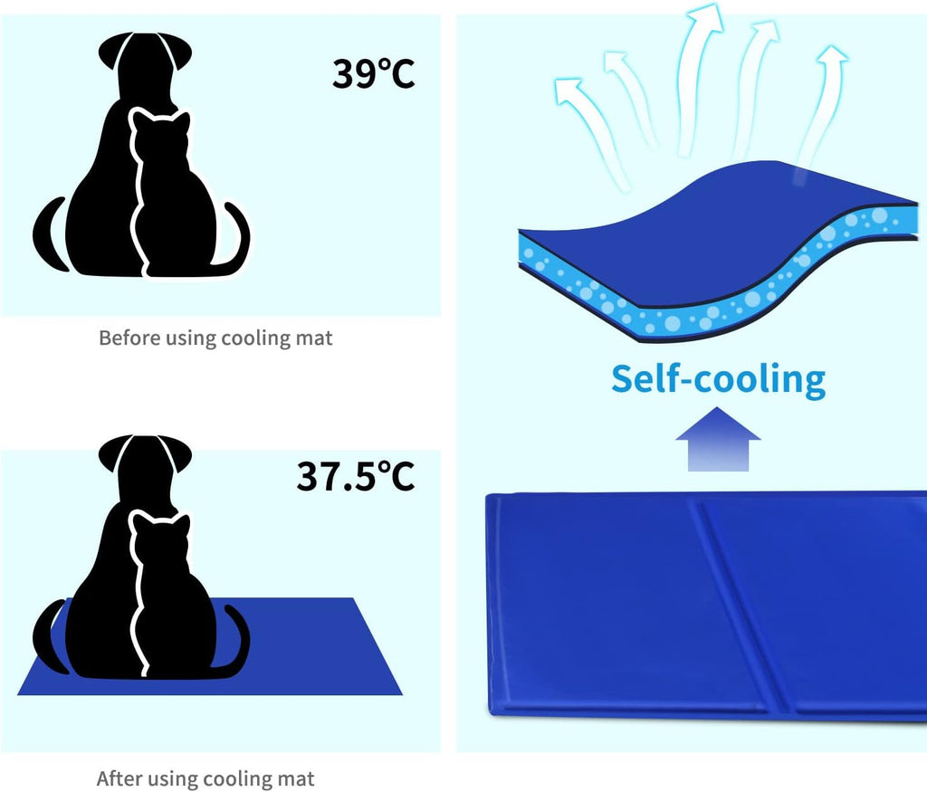 Nobleza Kuehlmatte fuer Hunde 65x50 cm Blau selbstkuehlend Gel 1cm-2cm