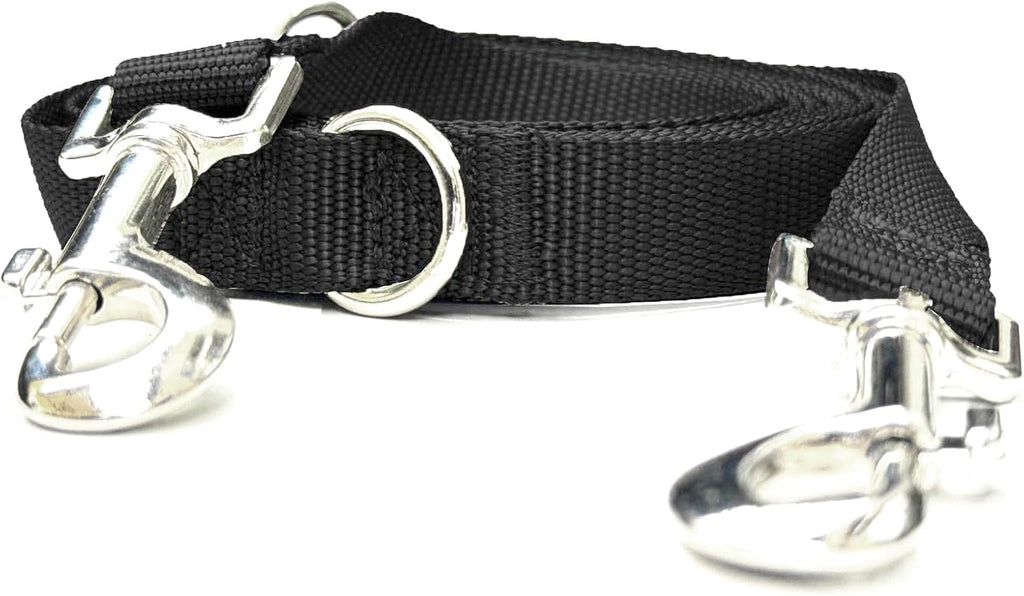 Leisegruen Hundeleine Nylon verstellbar 3m-10m mit 2 Karabinern Schwarz