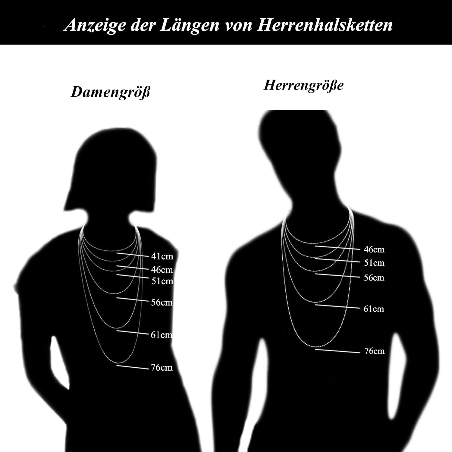 FUNEIA Herren Panzerkette Edelstahl Silber Cuban Chain 46cm-61cm
