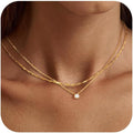 Tewiky Damen Layering Kette 14K Gold vergoldet Silber 925 Choker mit Zirkonia