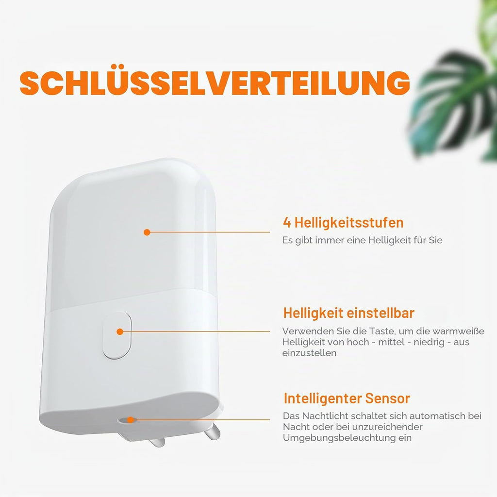 GRIFEMA Nachtlicht Steckdose mit Daemmerungssensor dimmbar 0,5W warmweiss