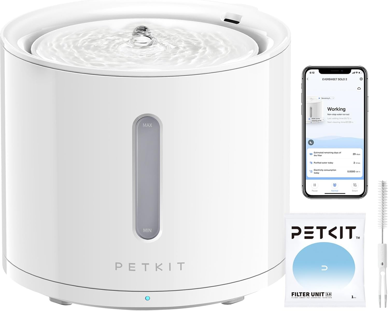 PETKIT Intelligenter Trinkbrunnen 2L fuer Katze und Hund mit Filter und App