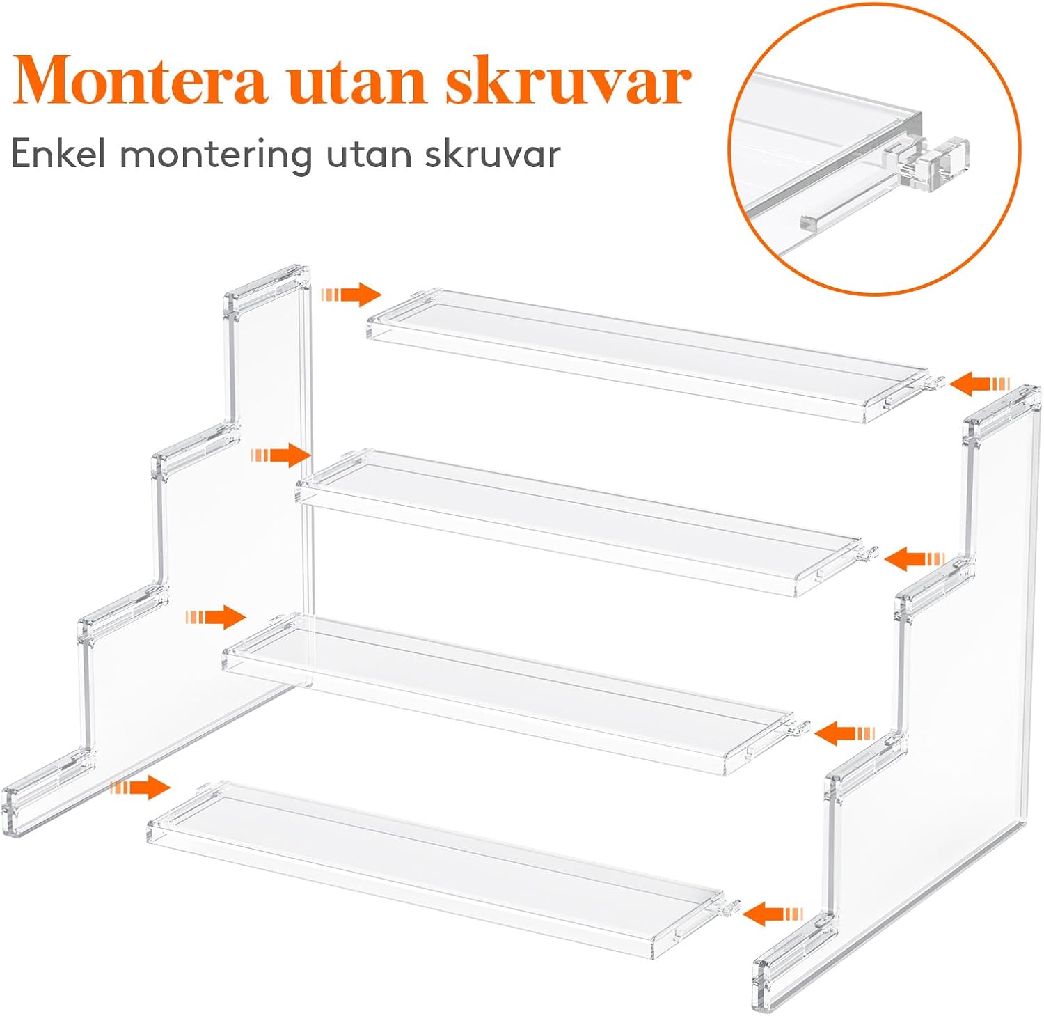 Lifewit Display Staender 3‑stufig klar 22,8cm-30,5cm (22,8×15,7×13 cm)