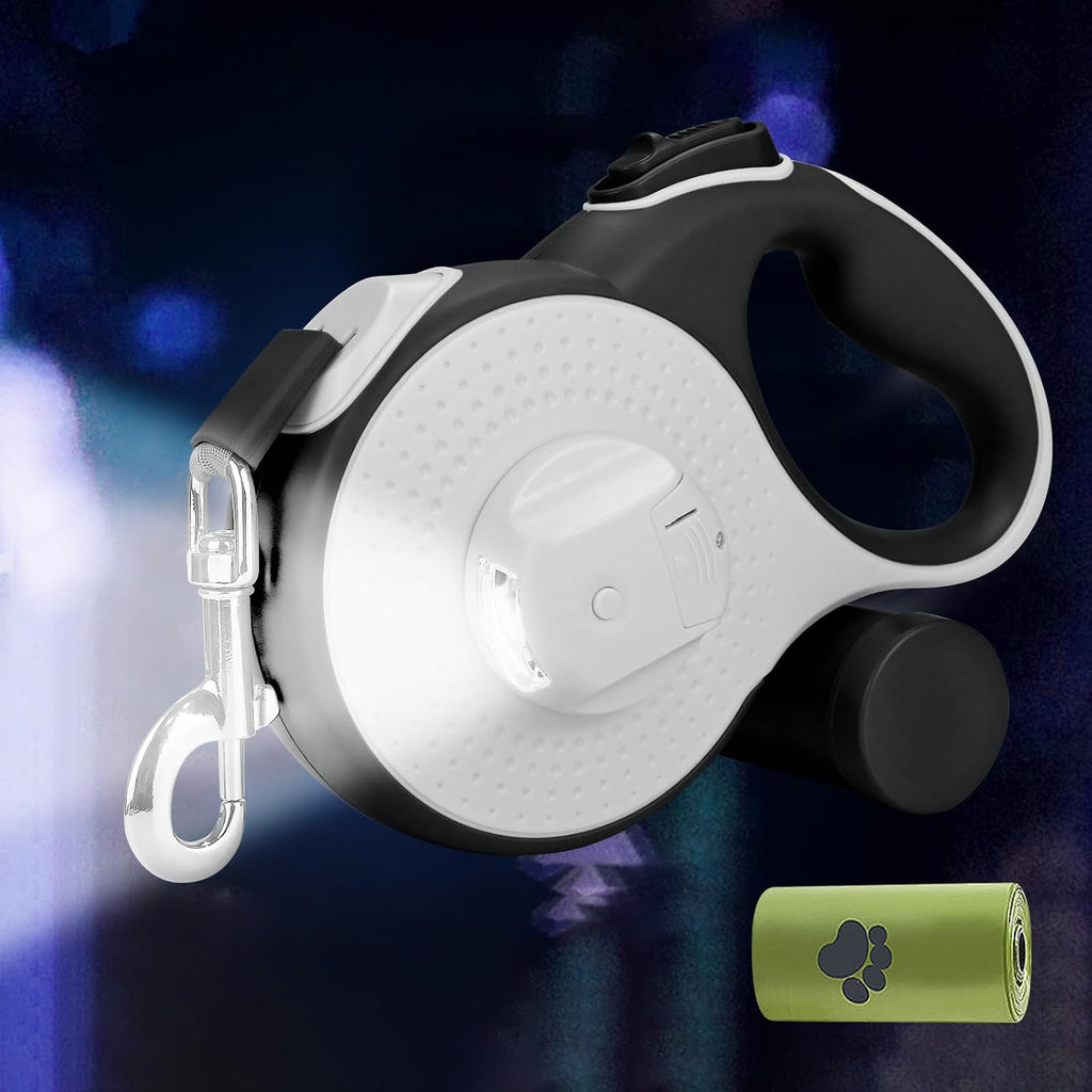 8 m Hundeleine mit LED Licht, Kotbeutelhalter, Schnellstopp, Anti-Rutsch Griff