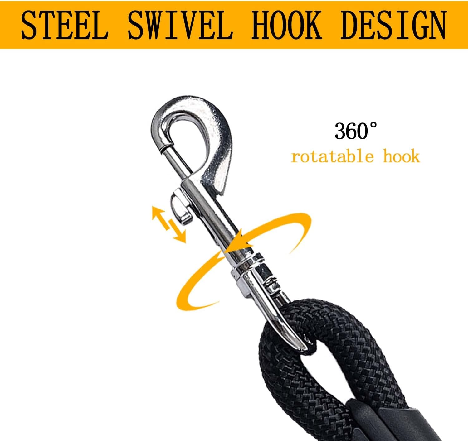 AiTodos Hundeleine verstellbar 1,5m-2m Anti-Zug Training Schwarz