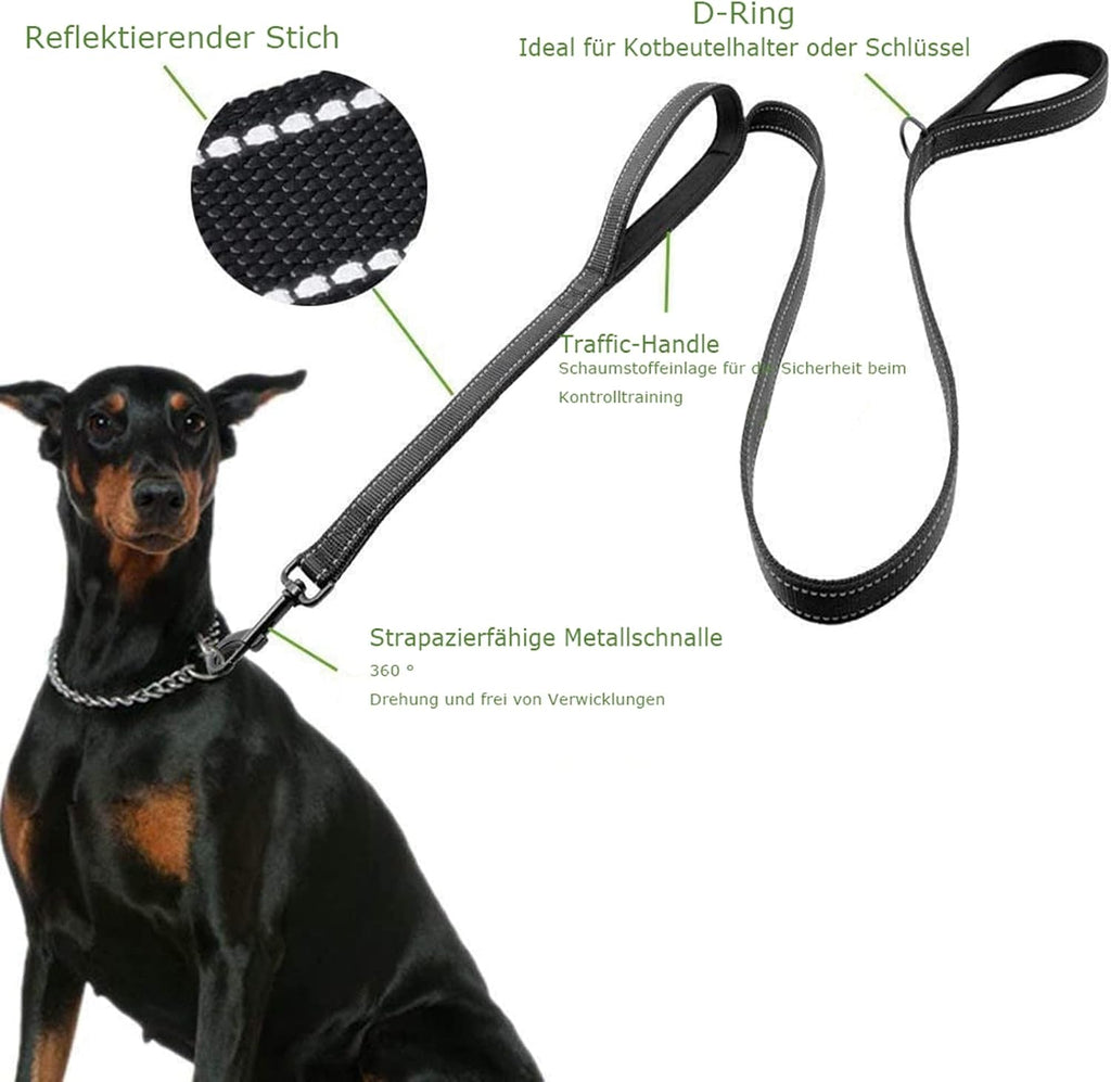 Reflektierende Hundeleine mit gepolsterter Handschlaufe 1,5m-1,8m