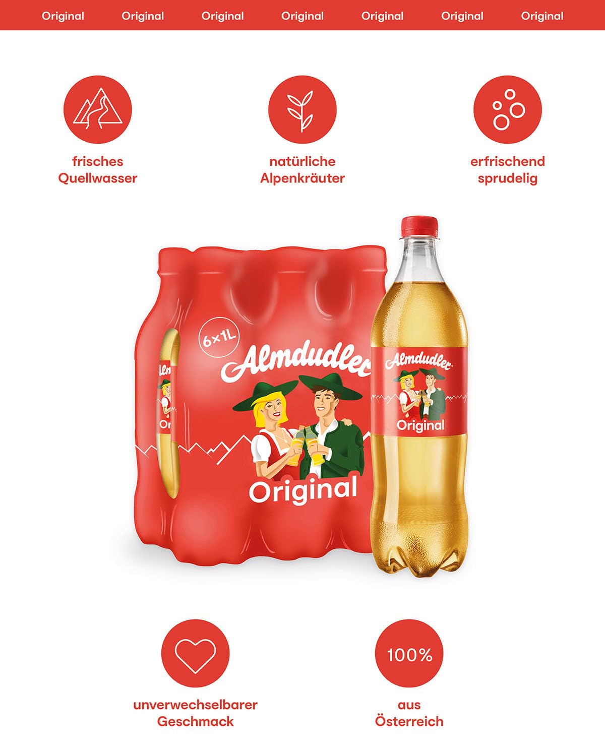 Almdudler zuckerfrei Alpenkraeuter Limonade 6 x, verschiedene Sorten