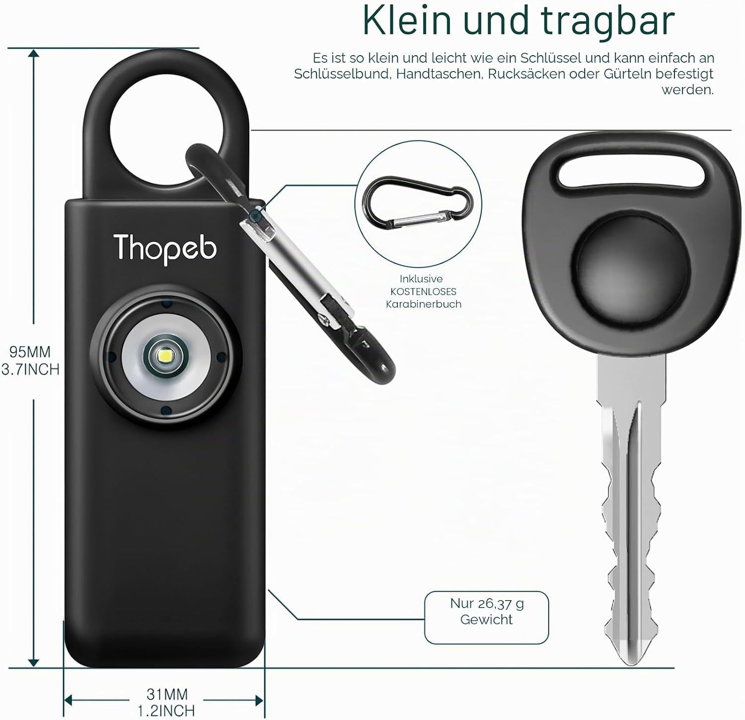 Der Original Persoenlicher Alarm Schluesselanhaenger 130 dB mit LED-Stroboskoplicht