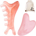 Gua Sha Set 3-teilig Gesichtsmassage Schaber Kamm fuer Augen Kiefer Kopf Pink
