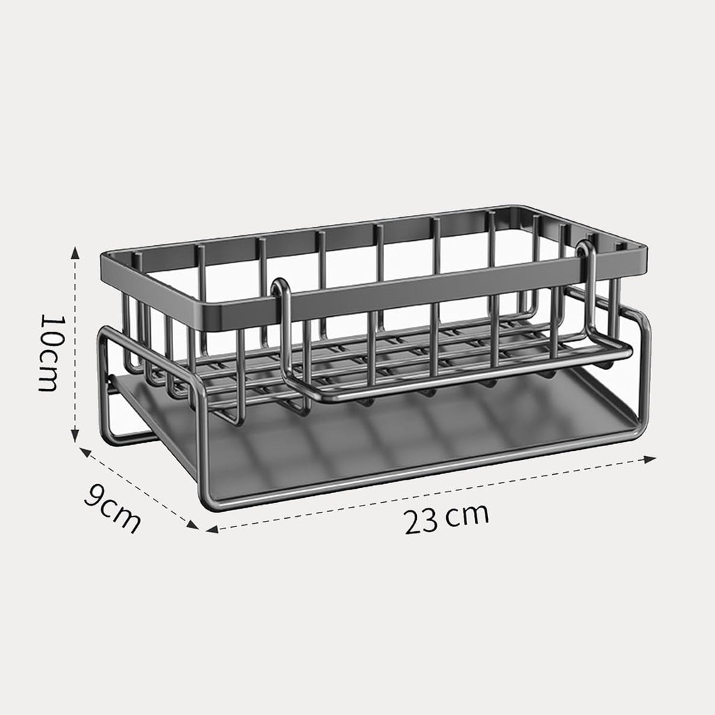 Spuelbecken Organizer Schwammhalter mit Ablauf fuer Kueche, Schwarz