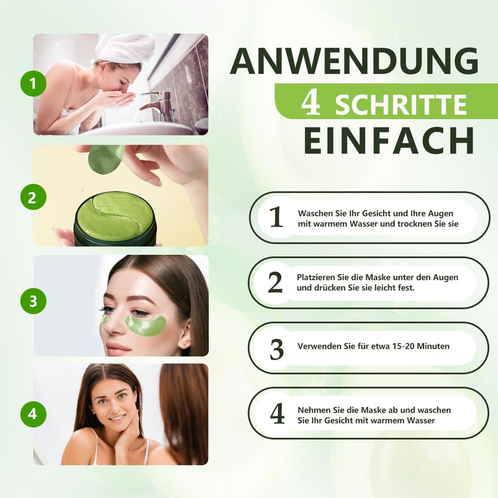 Augenpads 60 Stueck Hyaluron Avocado gegen Augenringe Falten