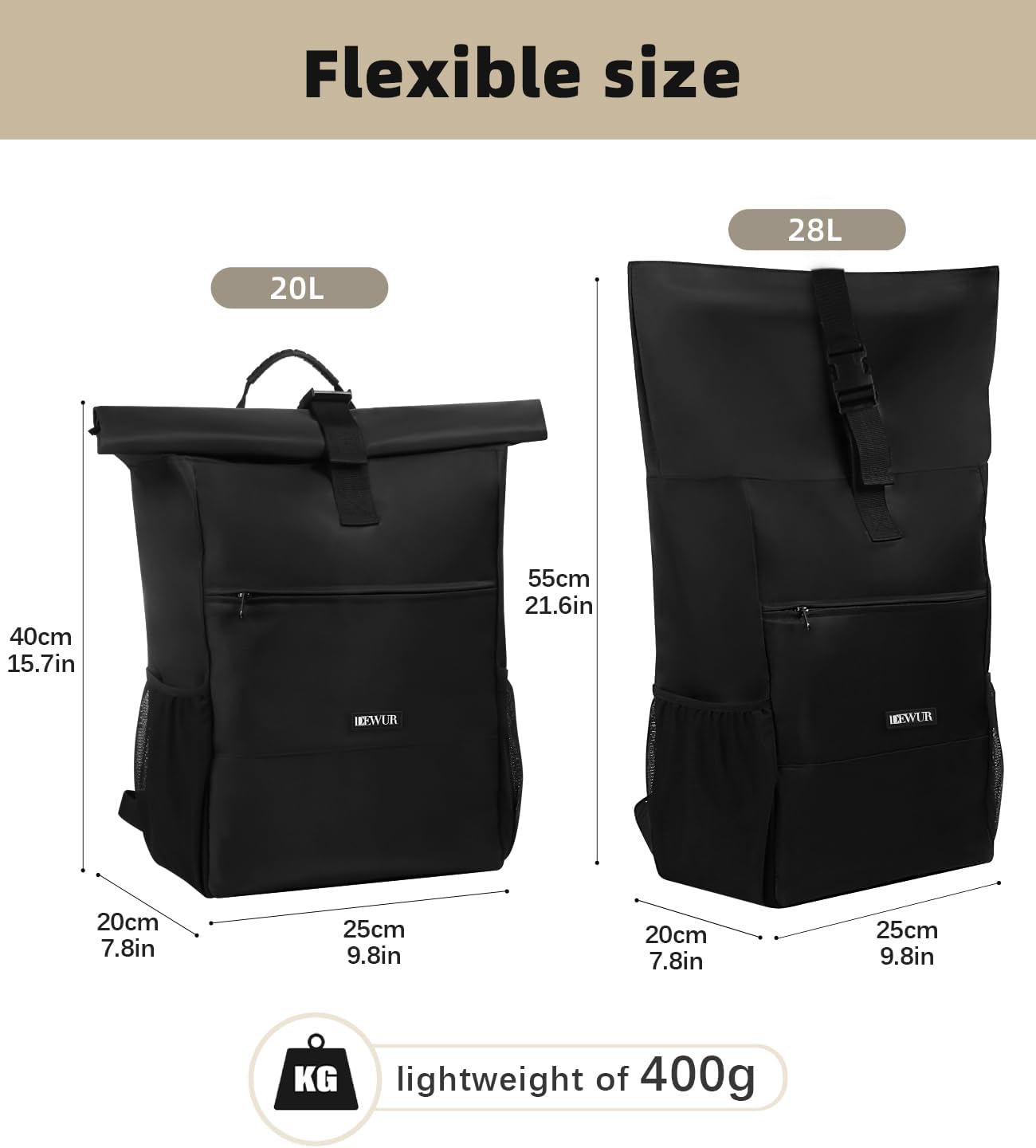 DEWUR Thermo Rucksack Kuehlrucksack wasserdicht mit Flaschenoeffner Schwarz