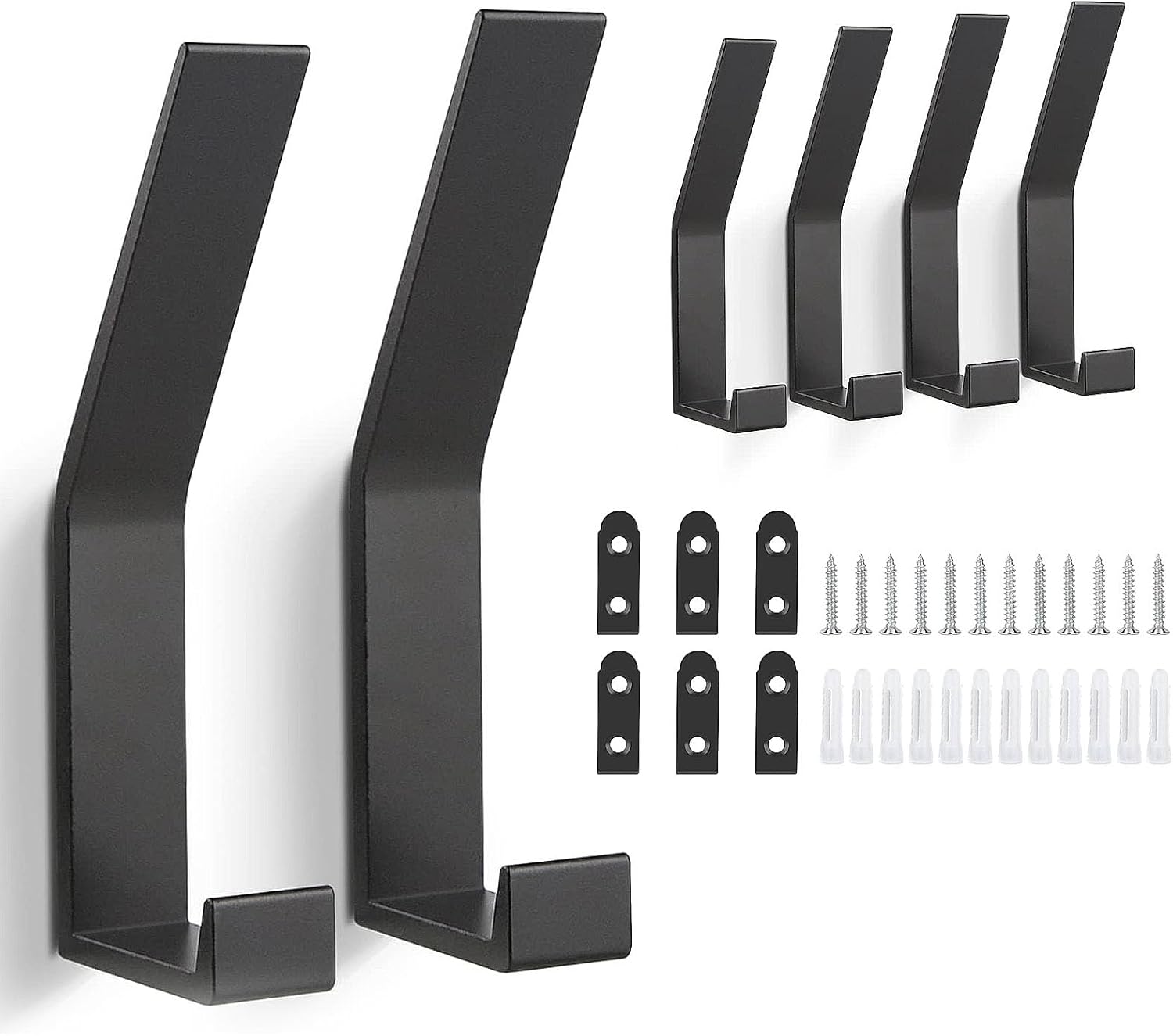 Garderobenhaken 6er Set Schwarz zum Schrauben - Kleiderhaken Handtuchhaken