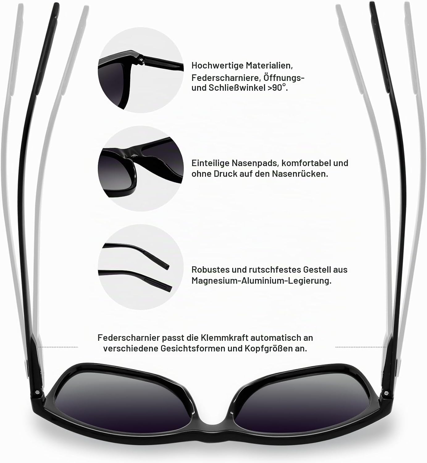 KANASTAL Polarisierte Sonnenbrille Retro verspiegelte Glaeser Al-Mg Buegel UV400