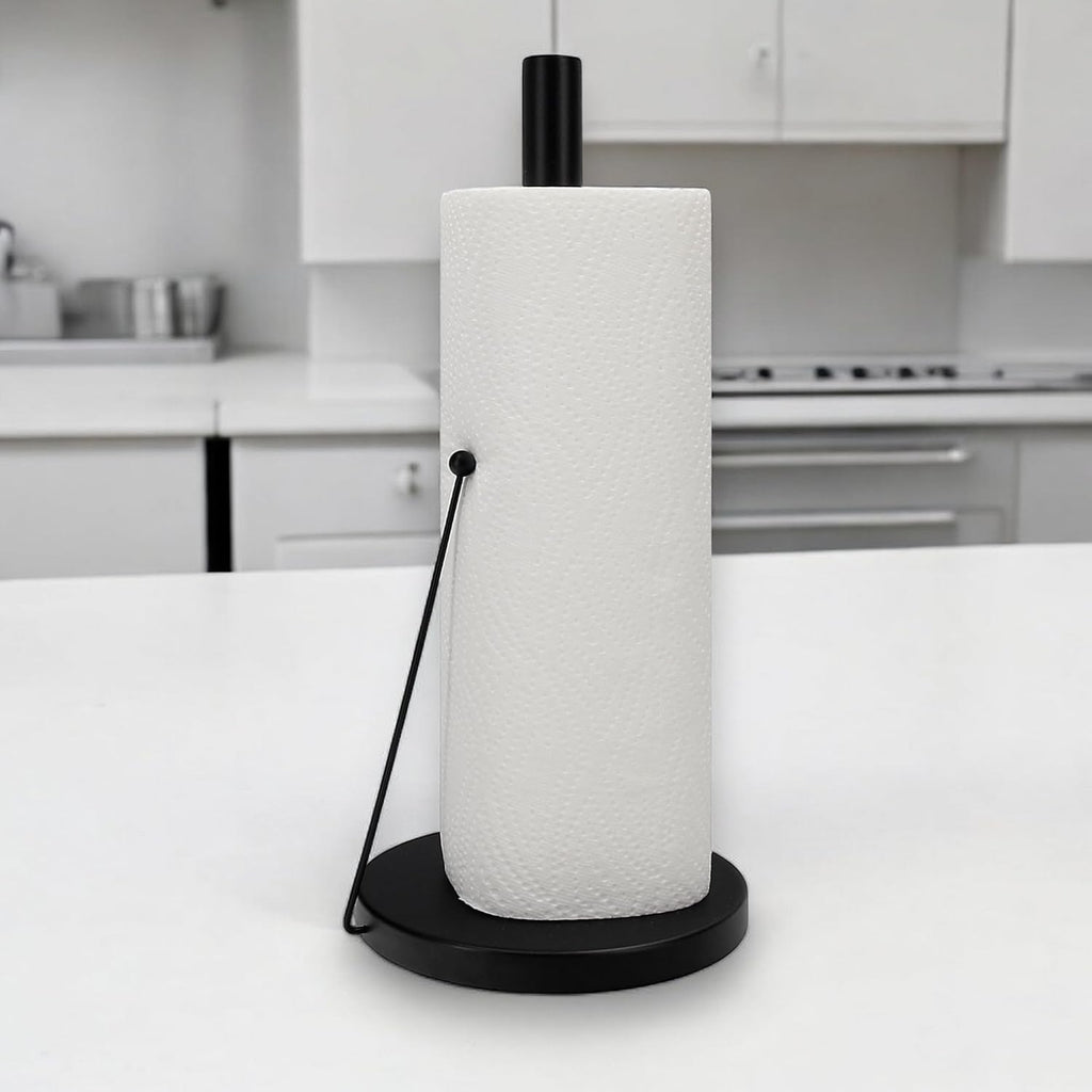 Kuechenrollenhalter stehend Edelstahl schwarz 32 x 15 cm Arbeitsplatte