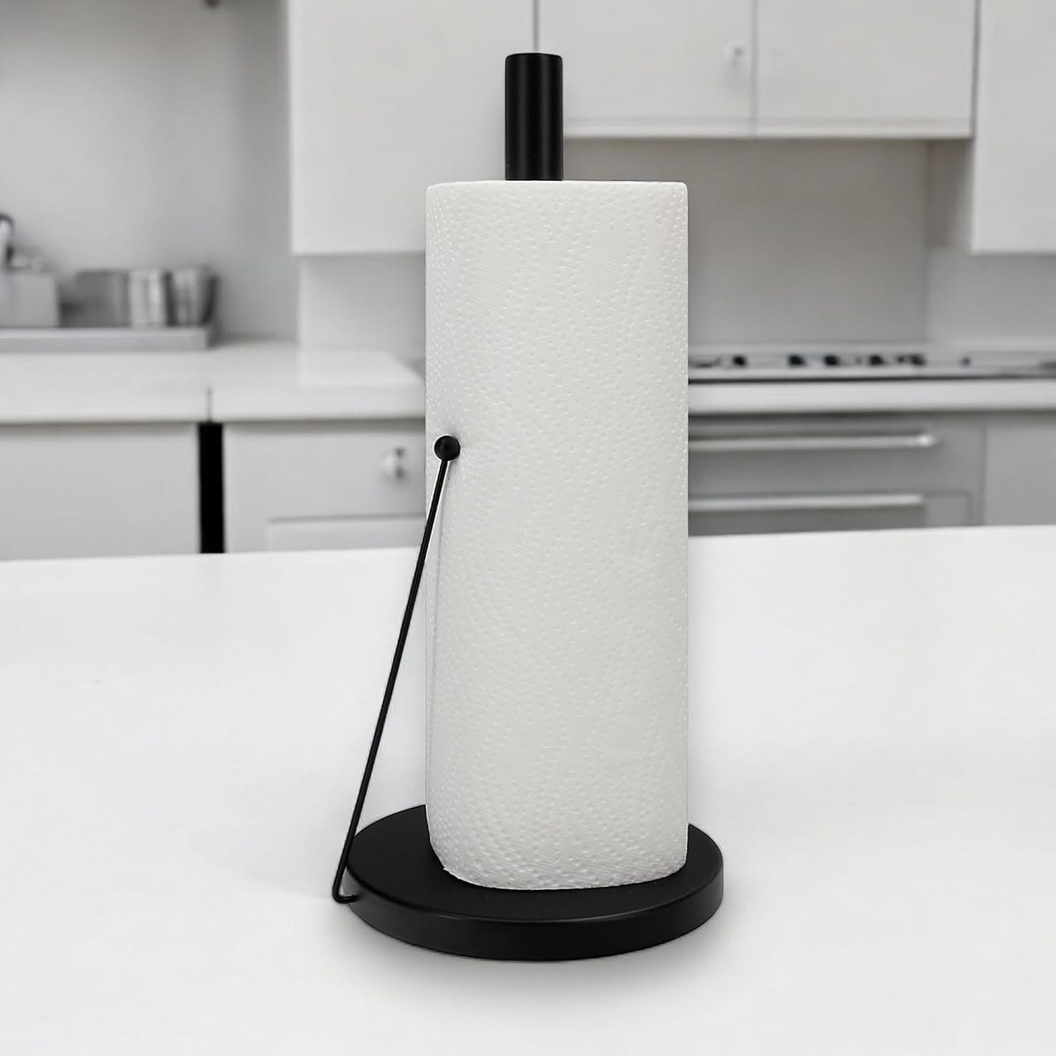 Kuechenrollenhalter stehend Edelstahl schwarz 32 x 15 cm Arbeitsplatte