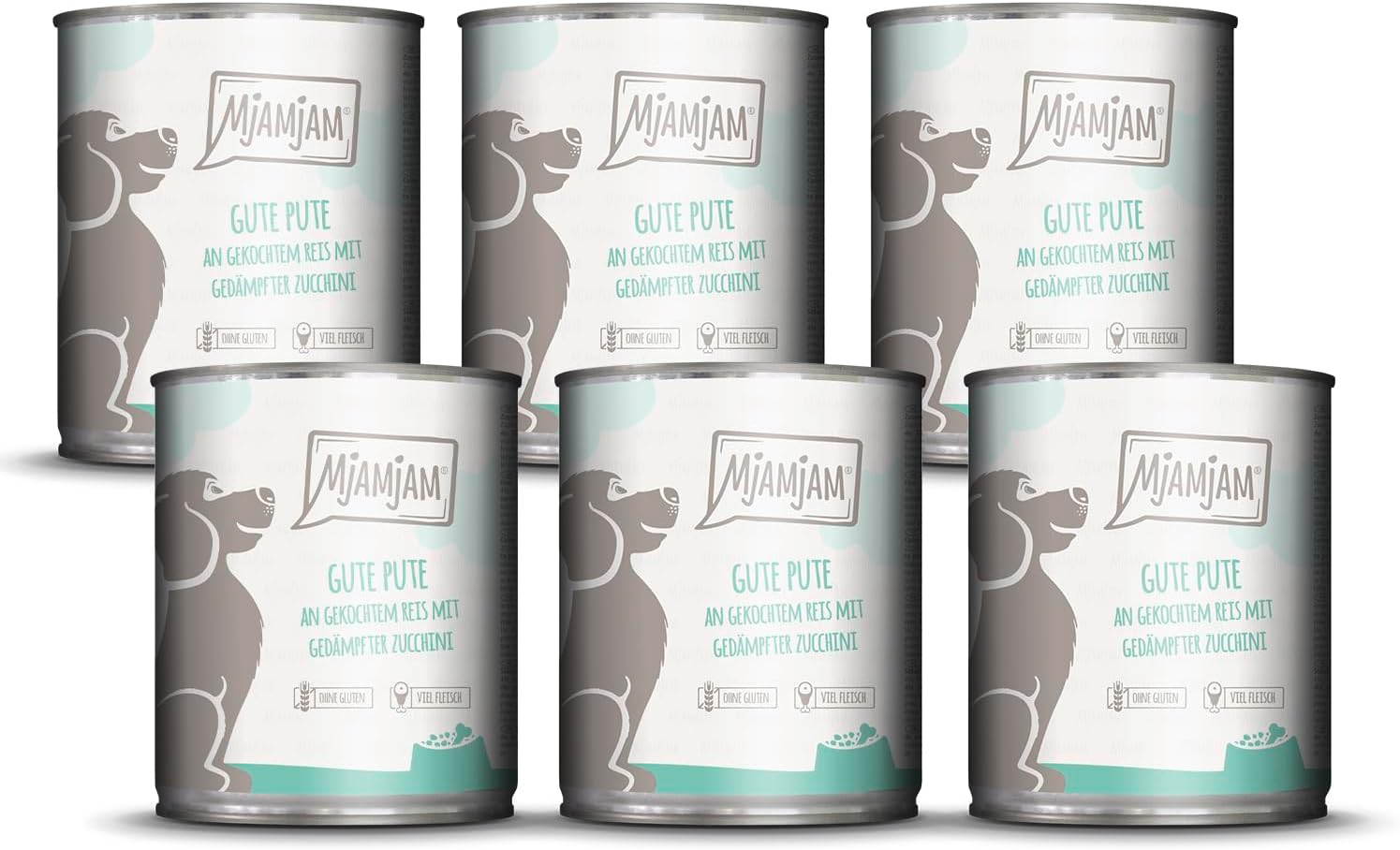 MjAMjAM Hundenassfutter Gute Pute mit Reis & Zucchini 6 x 800 g