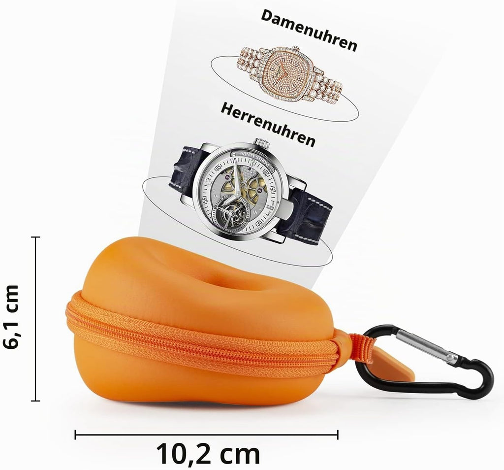 Reise Uhrenetui Orange 1 Fach bis 50 mm Schutzetui Uhr