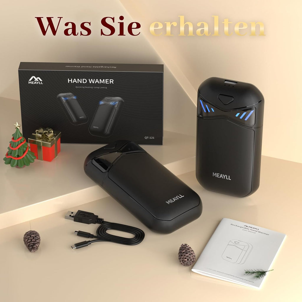 Elektrischer Handwaermer 2er Set 6000 mAh magnetisch LED 3 Heizstufen