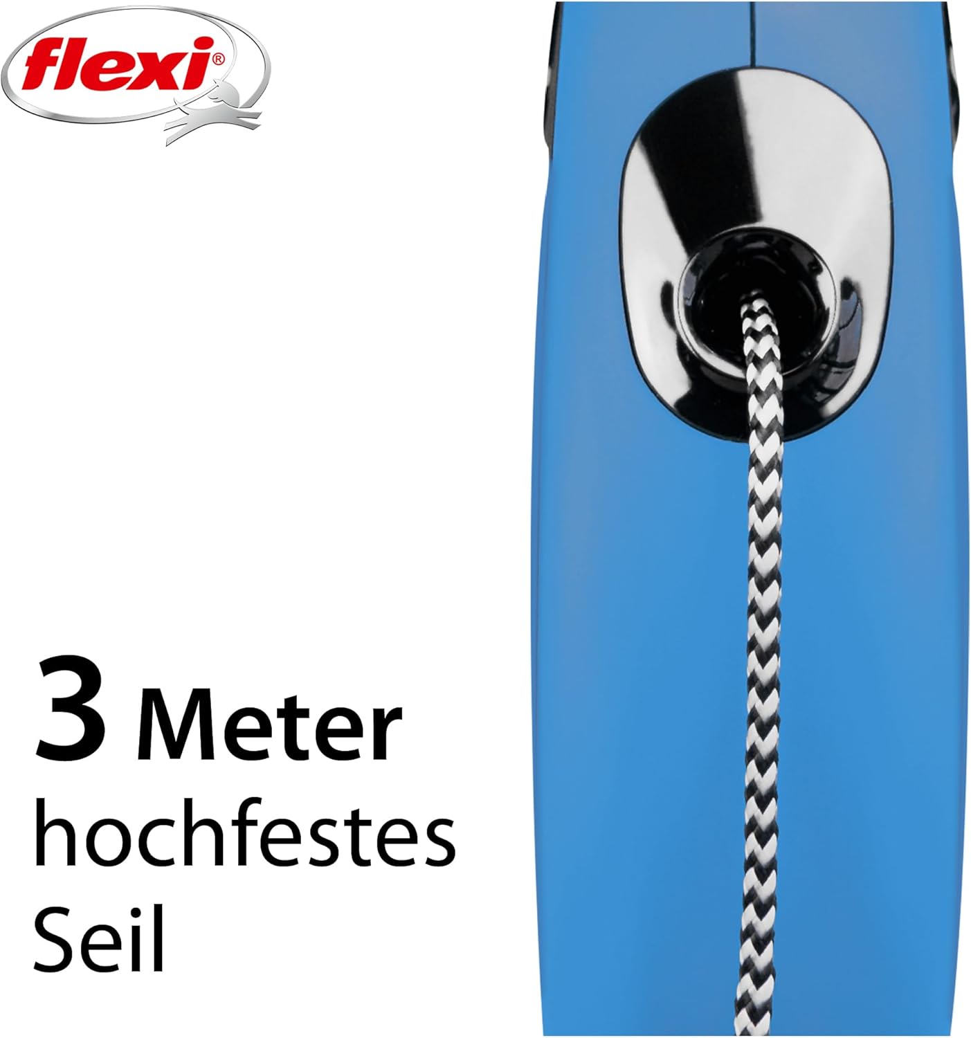 flexi CAT Seil 3 m schwarz Roll-Leine fuer Katzen bis, Mini-Taschenformat