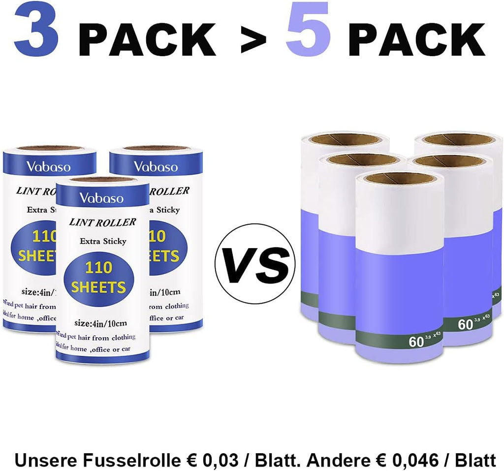Vabaso Fusselroller extra klebrig 3 Rollen 110 Blatt je Rolle 46,2 m