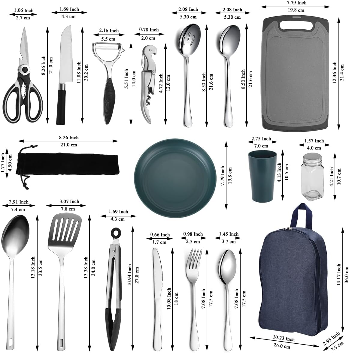 Homquen Camping-Geschirrset Camping-Kochutensilien fuer Wohnmobil Outdoor