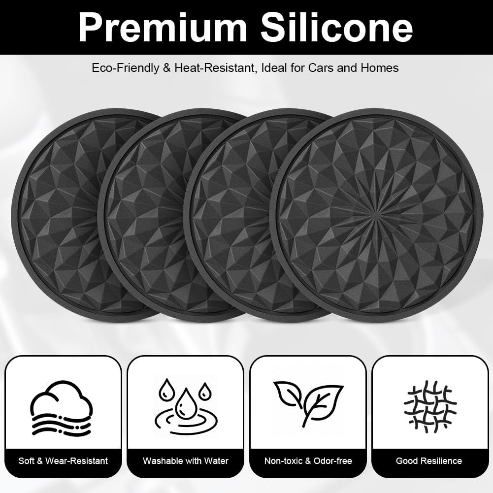 Silikon Auto Getraenkehalter Untersetzer 2er Set rutschfest schwarz