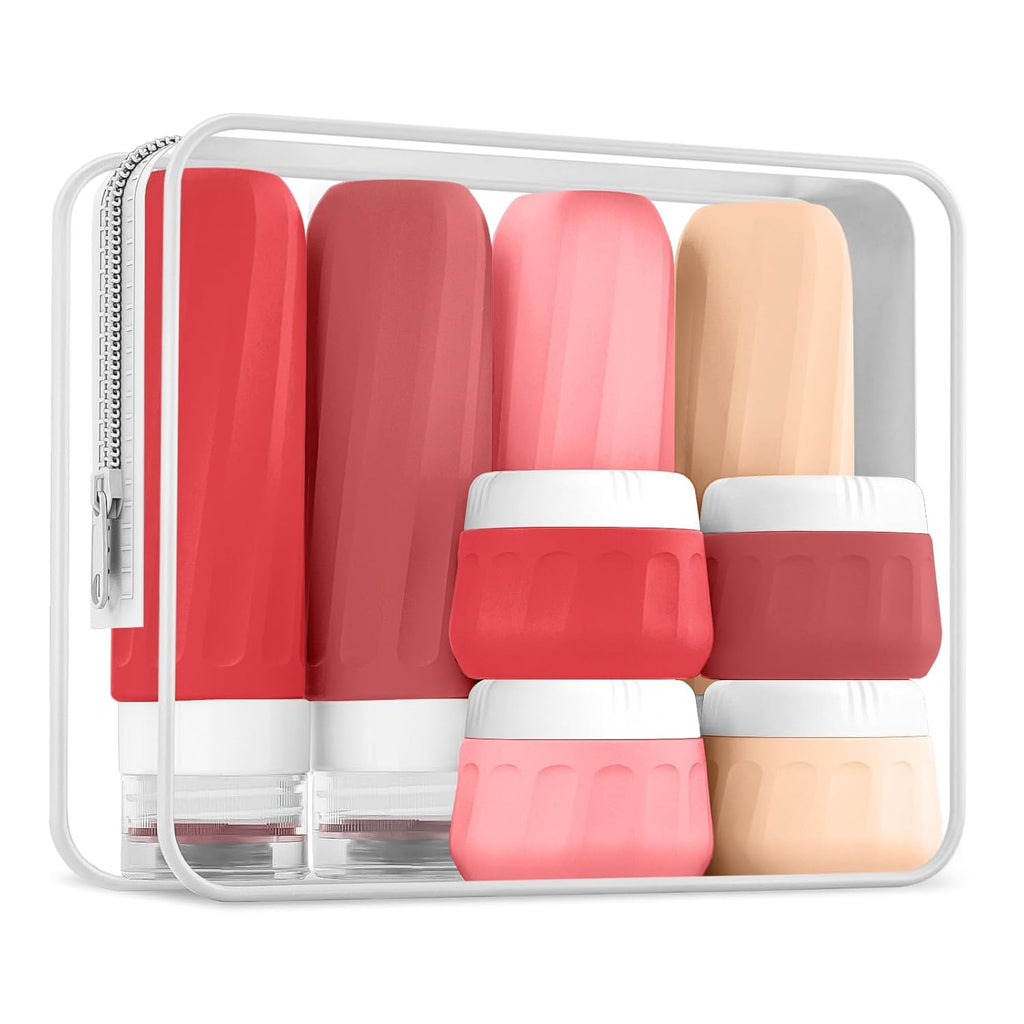 Gemice Reiseflaschen 8er Set Silikon TSA auslaufsicher mit Beutel