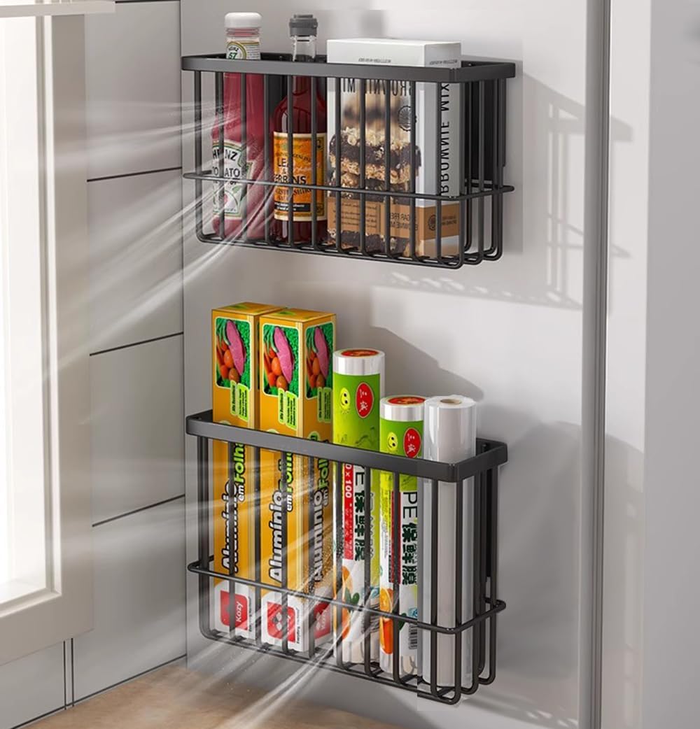 2er Set Selbstklebende Aufbewahrungsboxen fuer Kuehlschrank Schrank Bad Weiss
