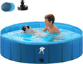 Fwiull Hundepool faltbar 120x30 cm - rutschfester Hundebadewanne Pool blau 80cm