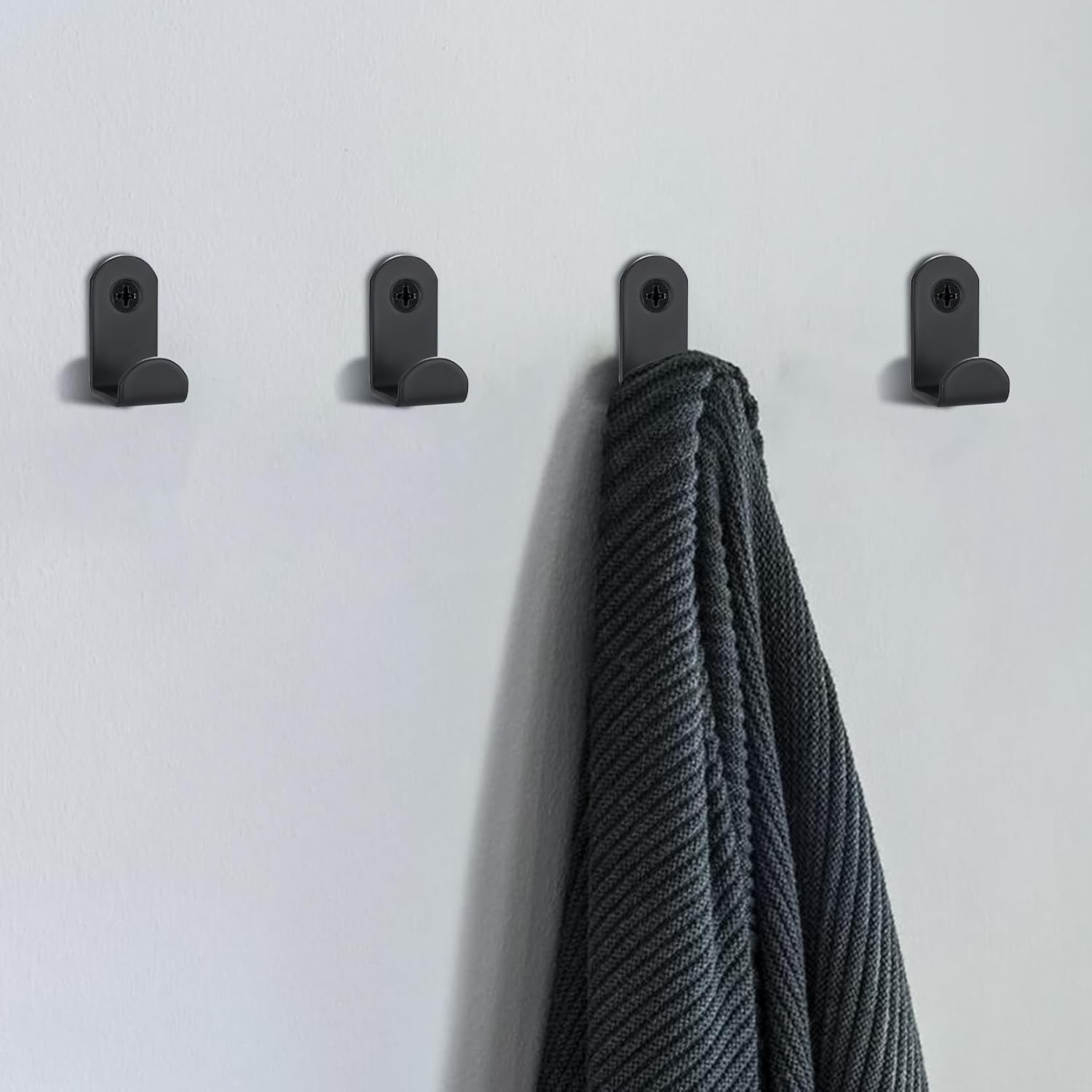 12x Garderobenhaken schwarz Metall zum Schrauben 1,1cm Wandhaken