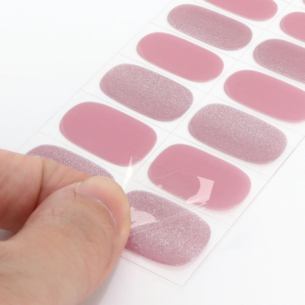 Selbstklebende Gel Nagel Aufkleber hellrosa glaenzend Nail Art Zubehoer