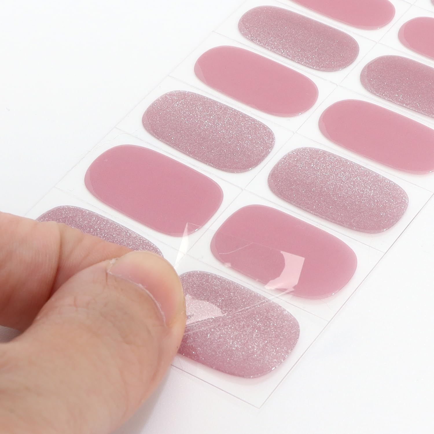 Selbstklebende Gel Nagel Aufkleber hellrosa glaenzend Nail Art Zubehoer