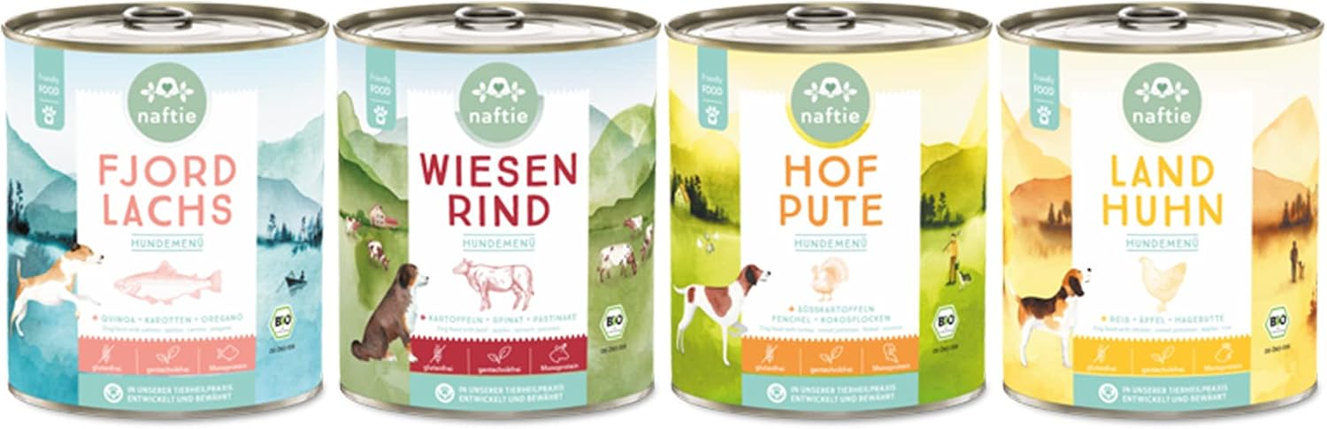 Bio Hundefutter Nassfutter 4 Sorten Testpaket 4x800g glutenfrei fettarm -800