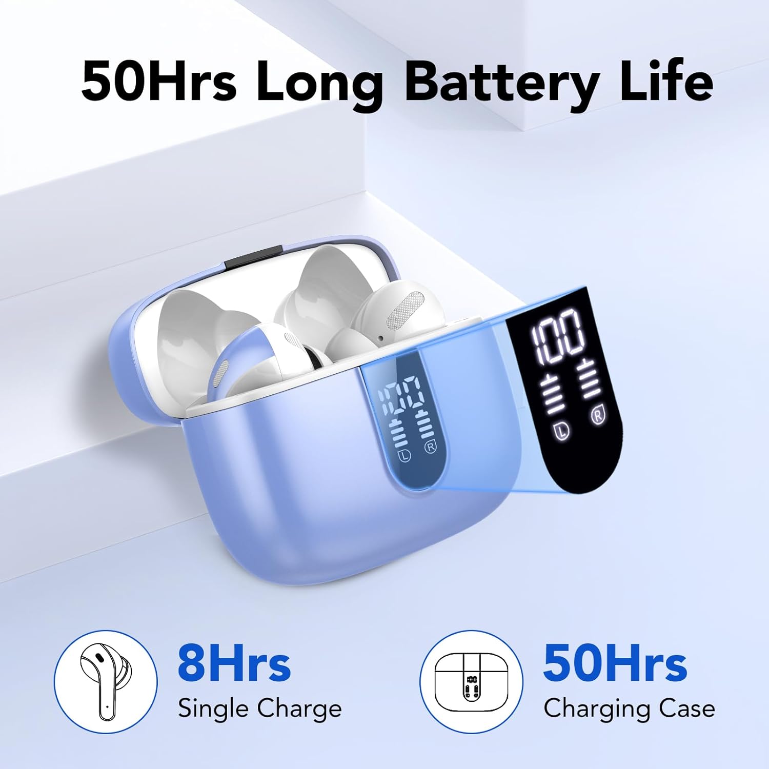 IKT Bluetooth In-Ear Kopfhoerer 5.3 kabellos ENC 50 h Akku IPX7 USB-C