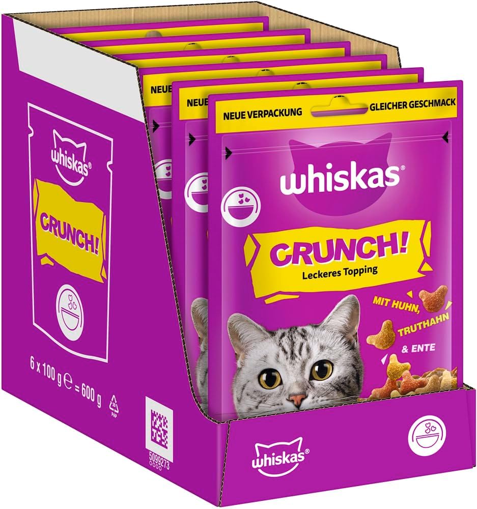 Whiskas Katzen Snacks Becher mit Vitamin E 6 x