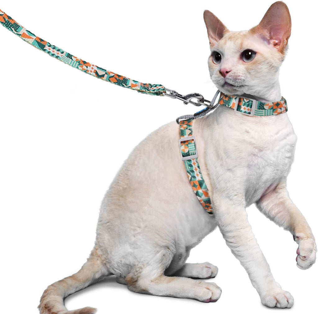 Supet Katzengeschirr verstellbar 33cm-53,3cm ausbruchsicher Weste mit Leine
