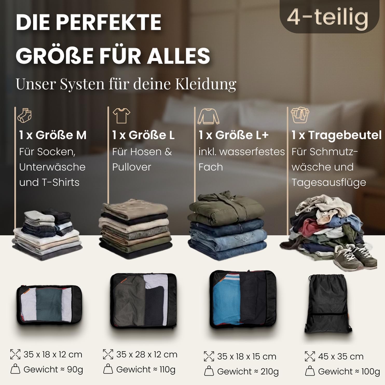 Packing Cubes Kompressions Reise Koffer Organizer Set - Gepaeck Ordnung